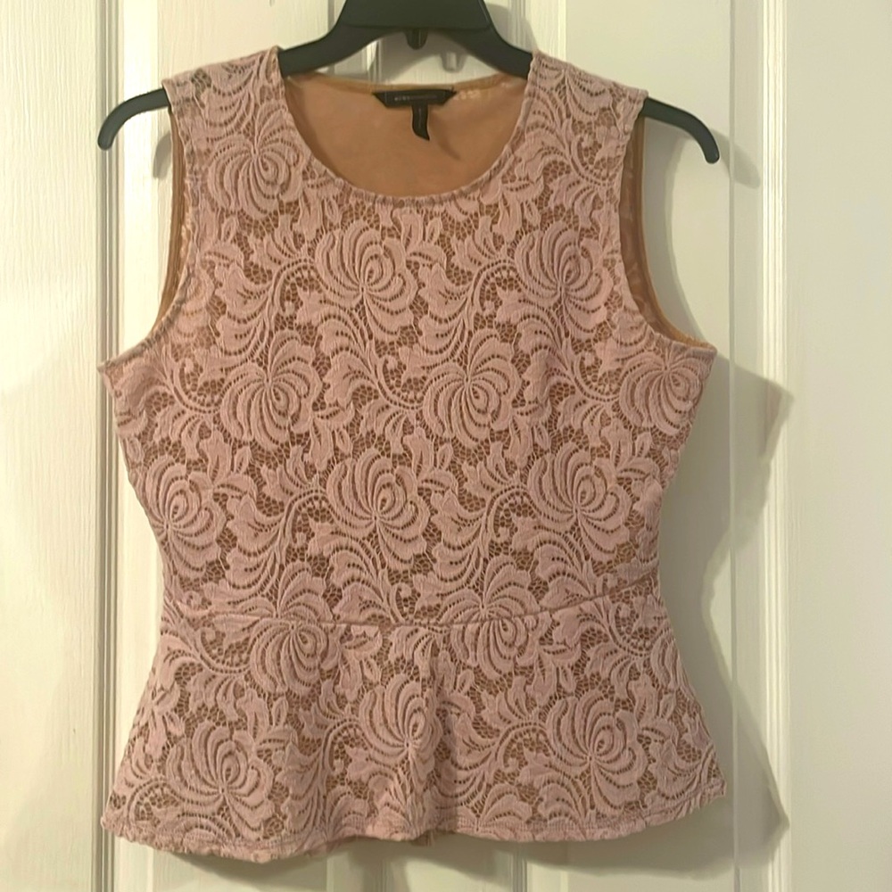 BCBG pink lace tank top women’s size Large